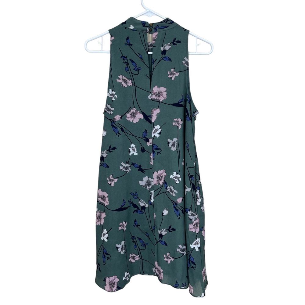NEW Wishlist Sleeveless Green Floral Dress Halter Neck Lined Women's Medium